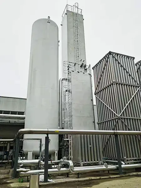Industrial gas supply system with cryogenic storage and piping