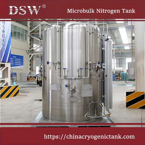 Vertical microbulk nitrogen tank for on site liquid nitrogen storage